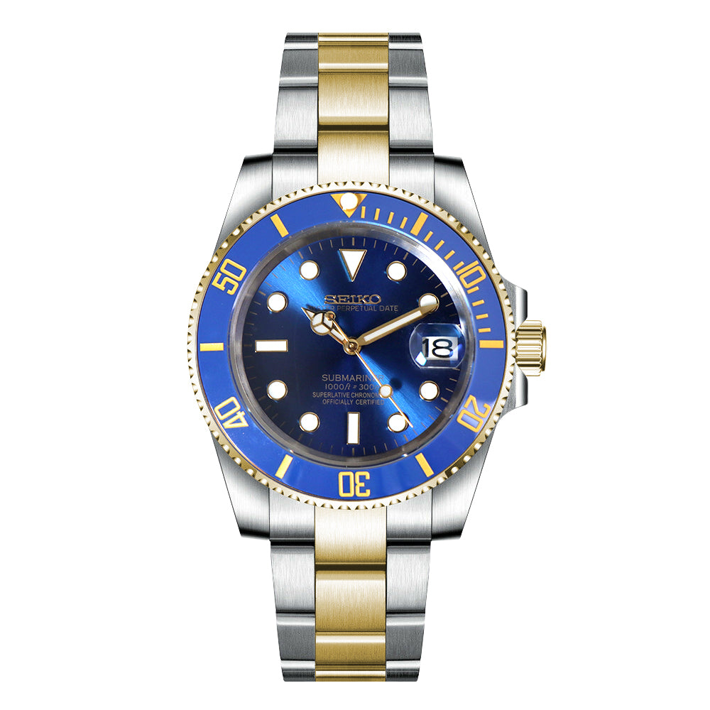 Seikomariner Blue Two-Tone Seiko Mod de Buceo de Lujo