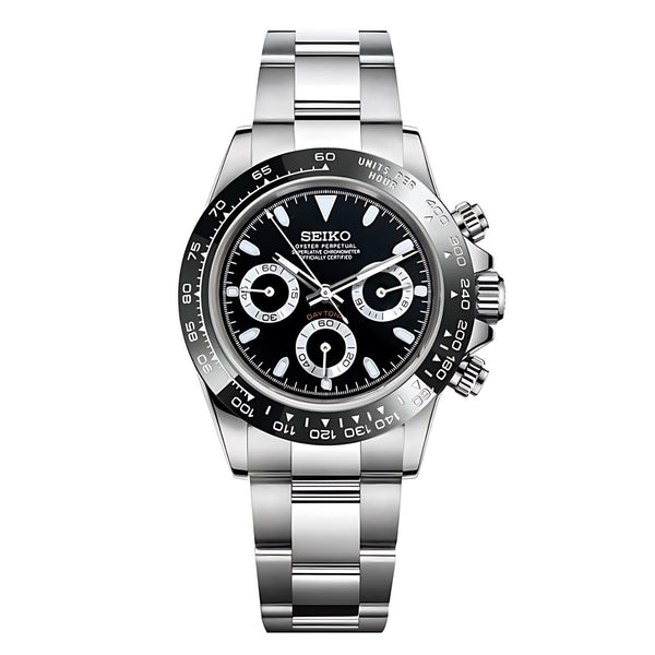 Seitona Black Panda : Classic Seiko Mod Chronograph